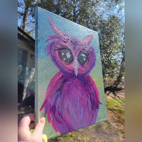 "OWLET" Original Artwork 12in X 16in - Picture 3 of 5